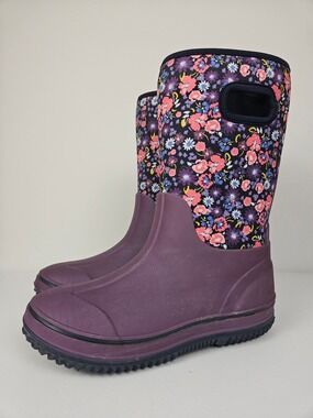 Kids Floral Winter Rain Boots NWT Joe Fresh Purple Size 4 -20C
